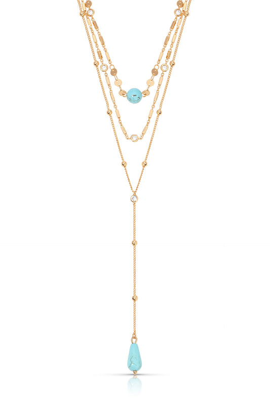 Turquoise Lariat Necklace in Flowing Style