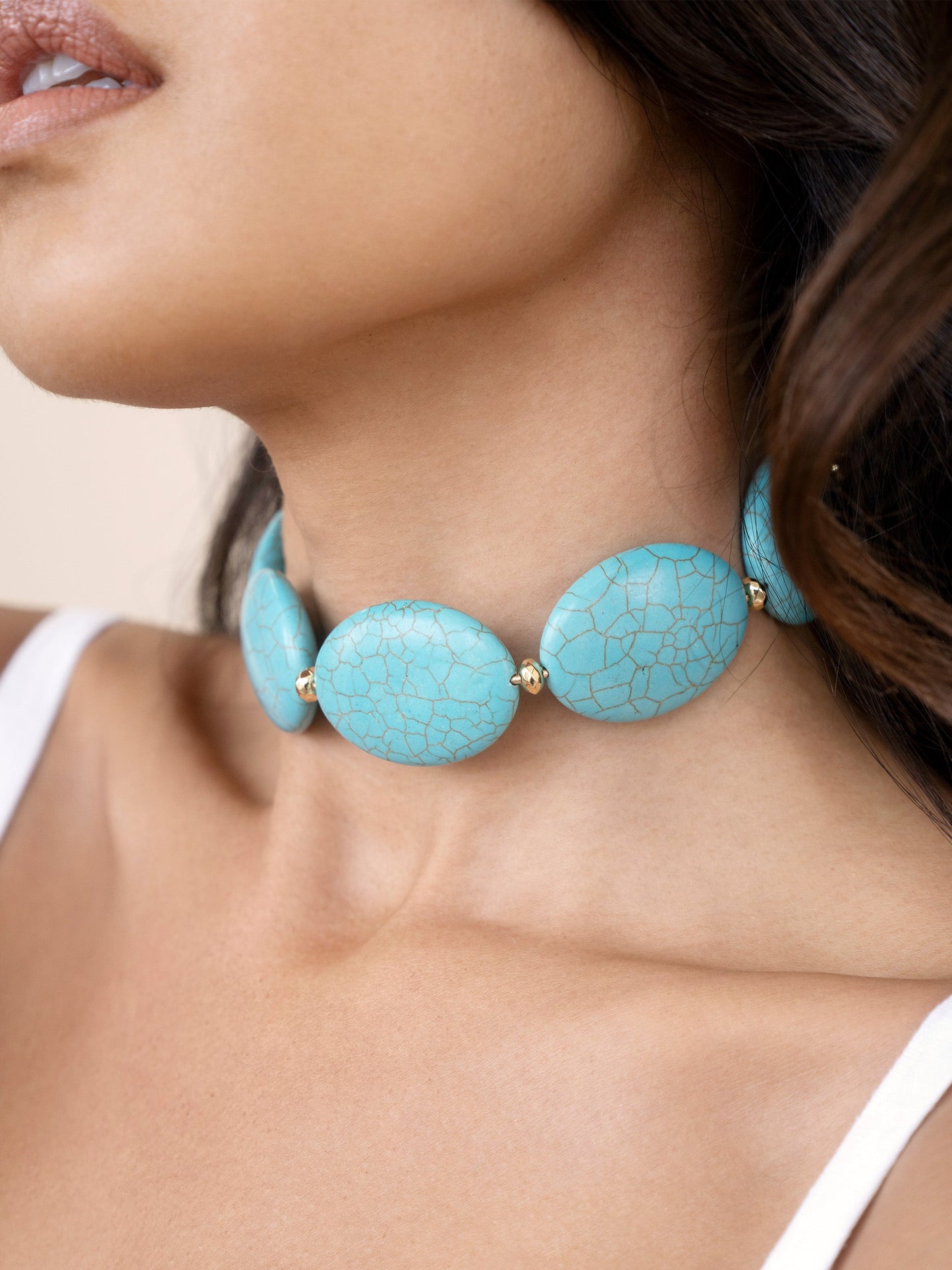 Turquoise Stone Oval Choker Necklace