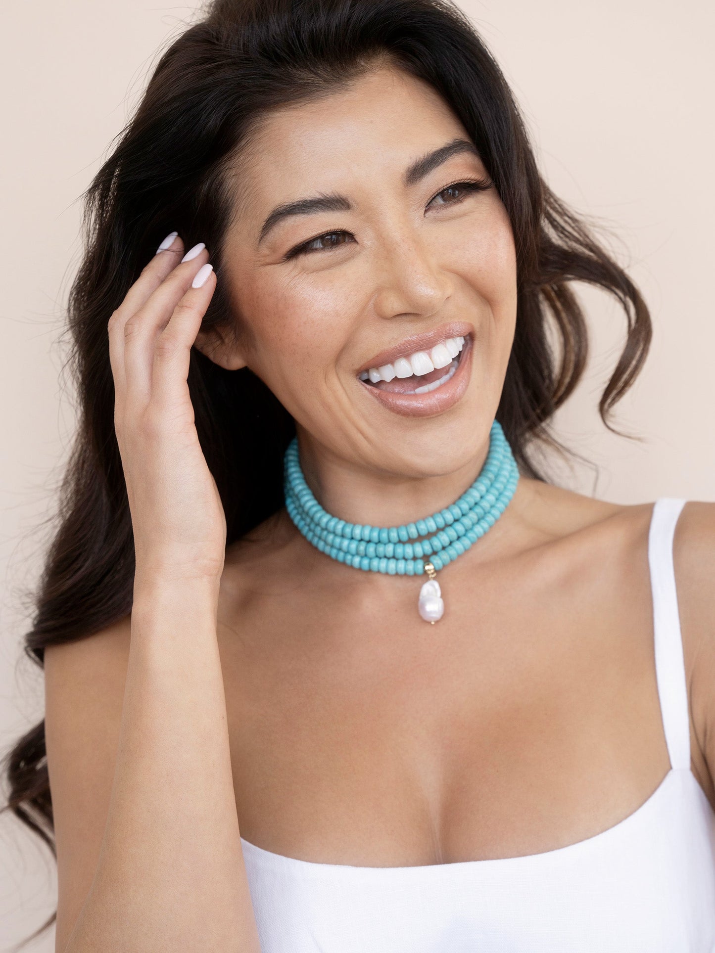 Turquoise Layered Necklace in Multiple Strands