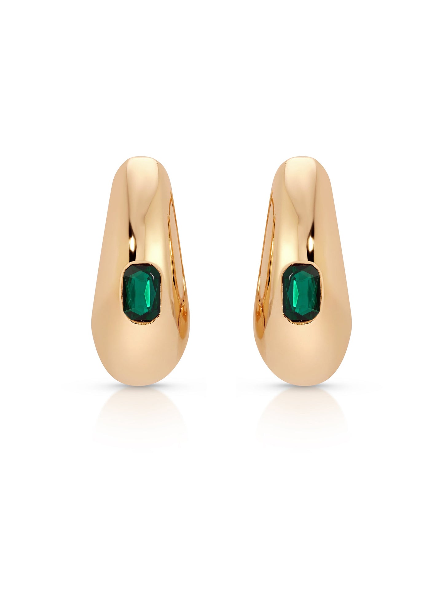 Emerald and Deco Style Hoop Earrings