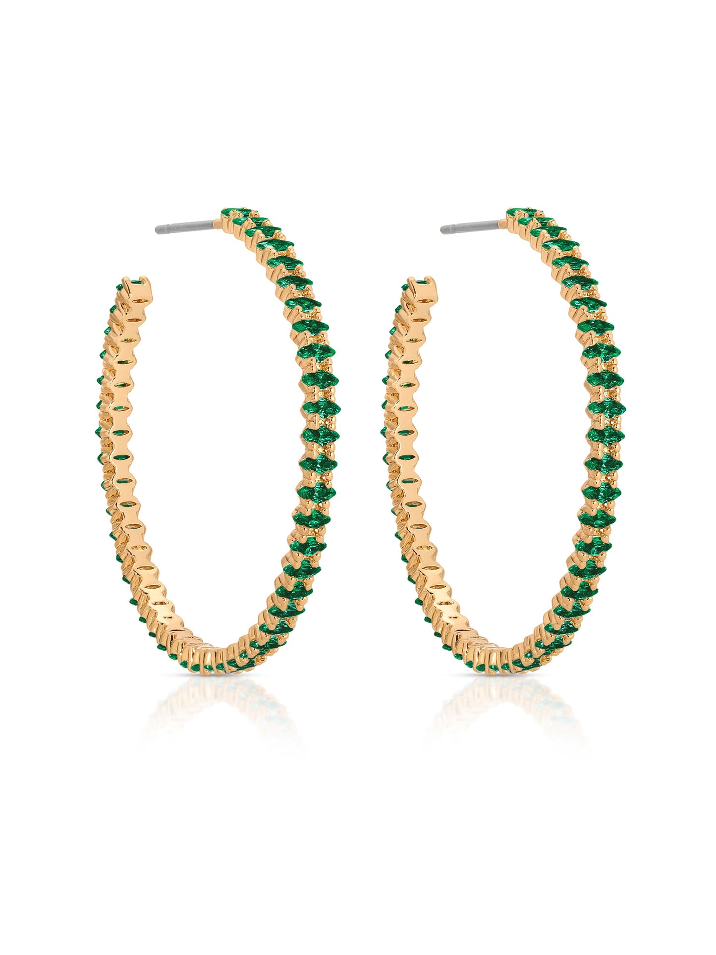 Emerald Marquise Hoop Earrings in Elegant Design