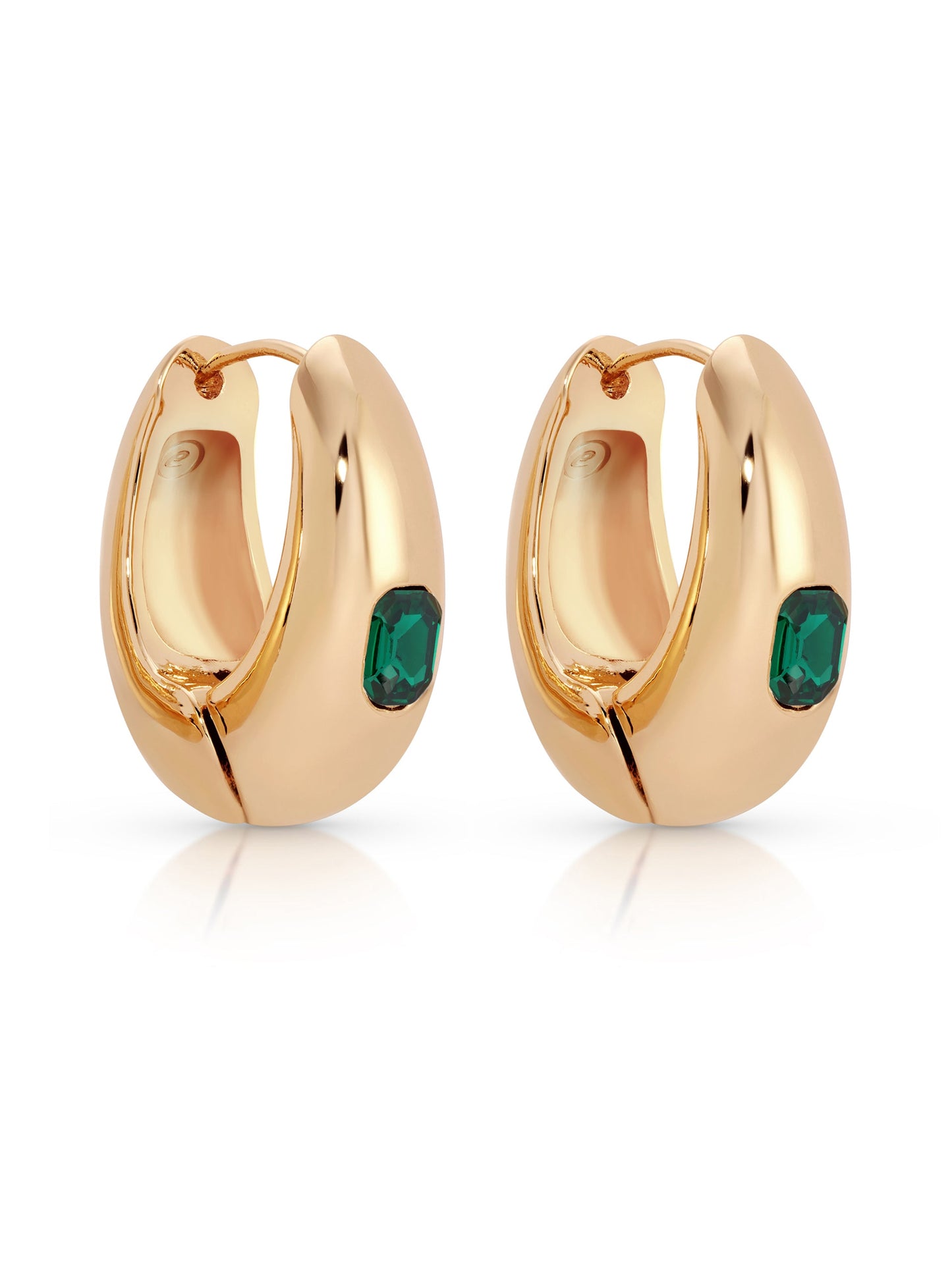 Emerald and Deco Style Hoop Earrings