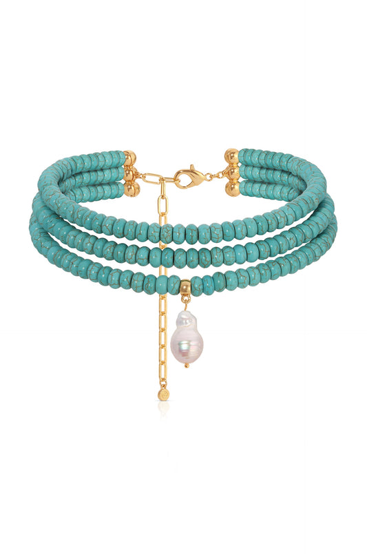 Turquoise Layered Necklace in Multiple Strands