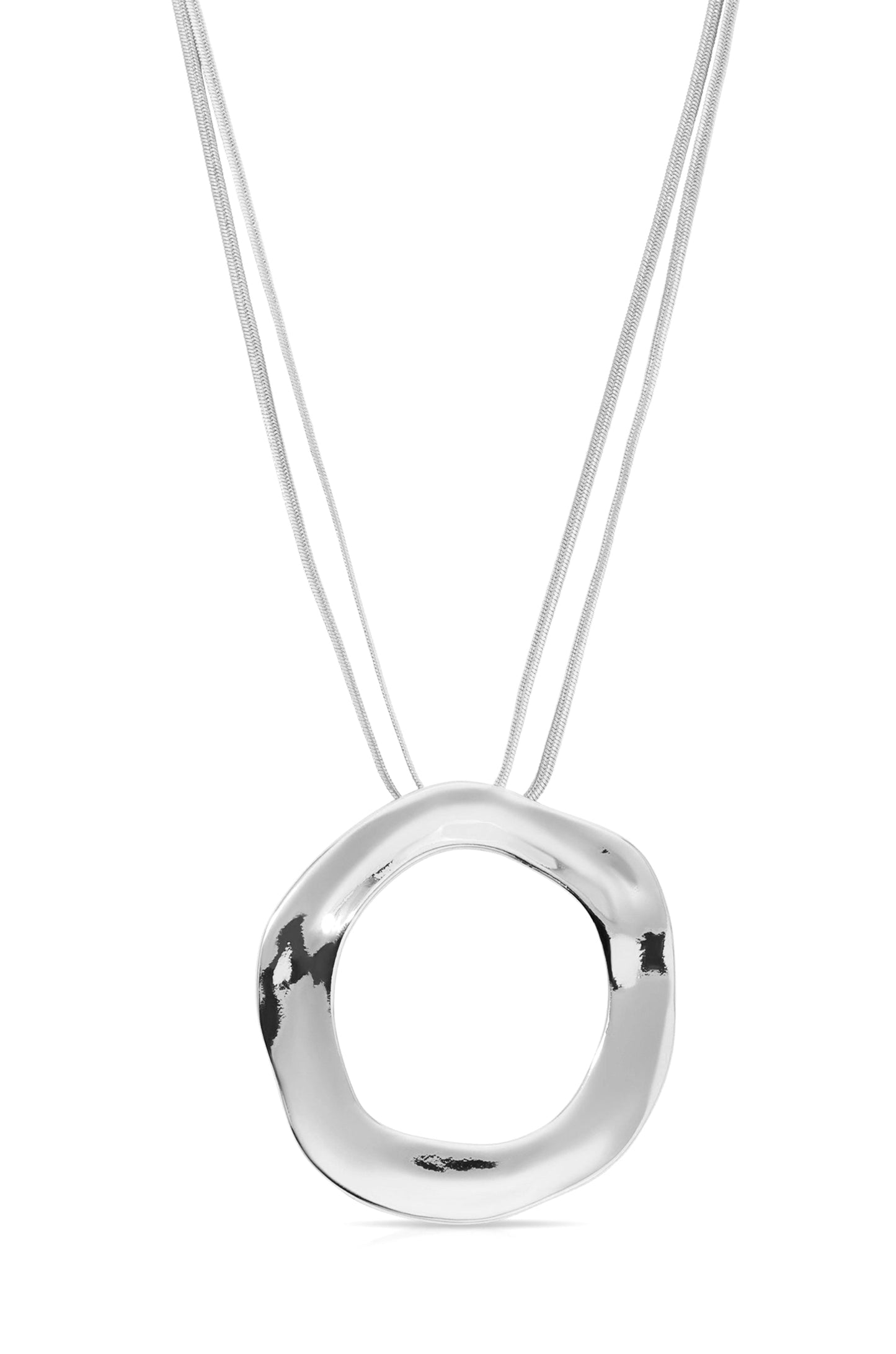 Open Circle Silver Statement Necklace