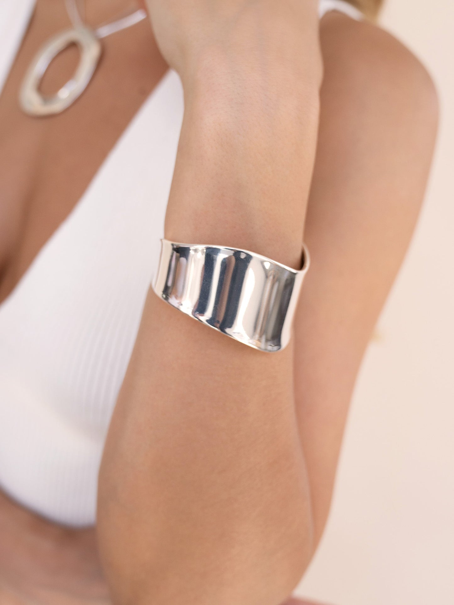 Polished Smooth Cuff Bracelet in Silver