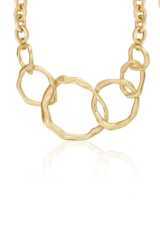 Golden Interlocking Chain Necklace for Women