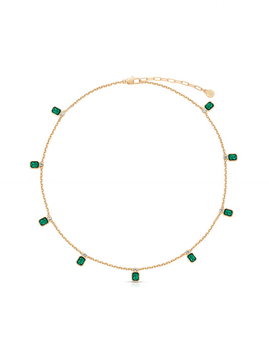 Emerald Deco Style Charm Necklace