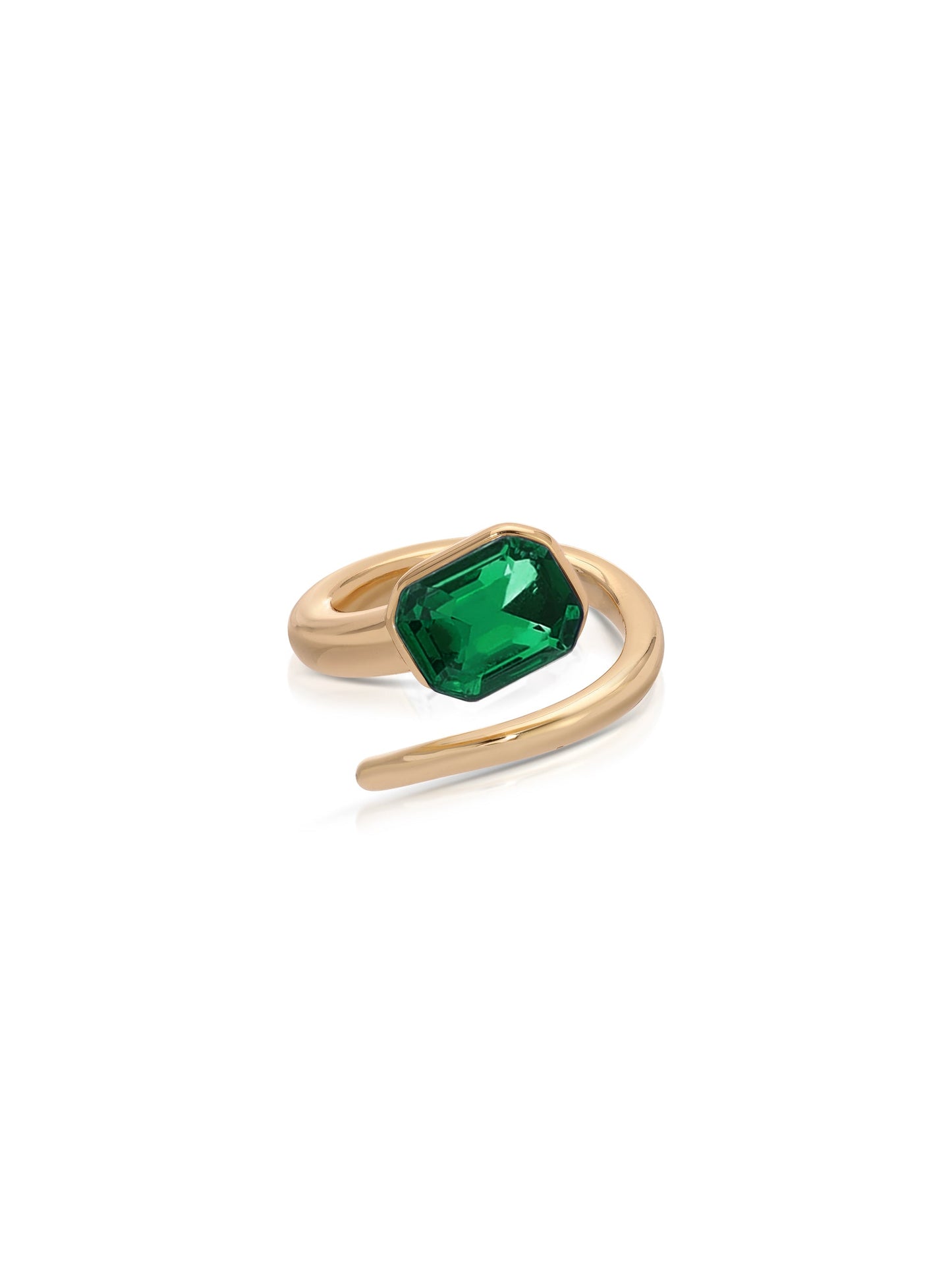 Emerald Deco Style Wrap Ring