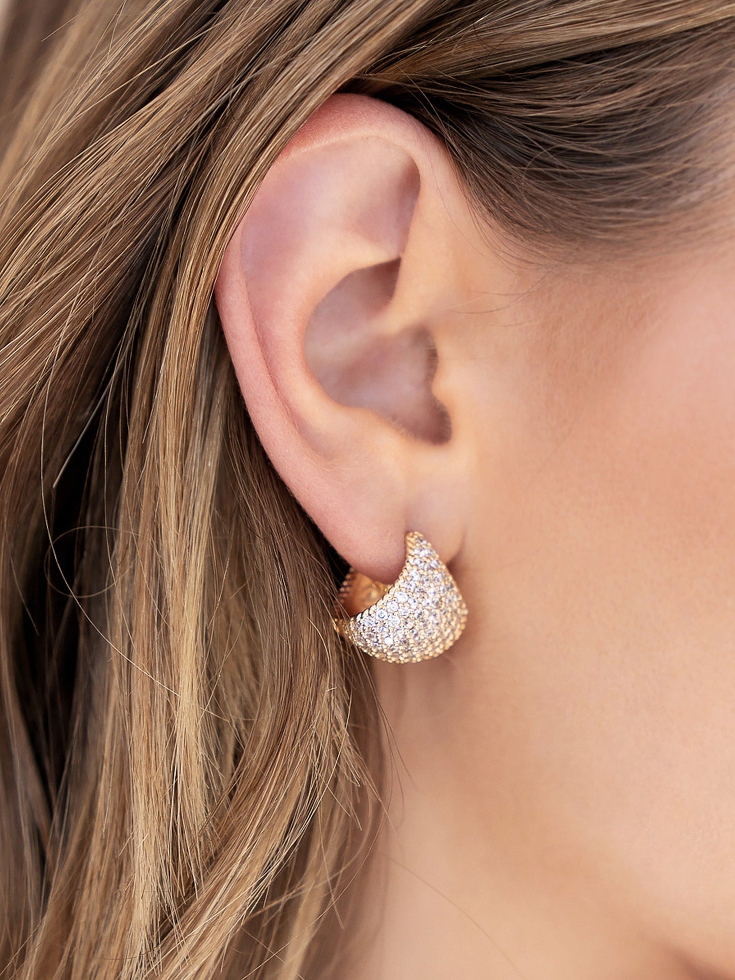 Pavé Encrusted Hoop Earrings in Modern Style