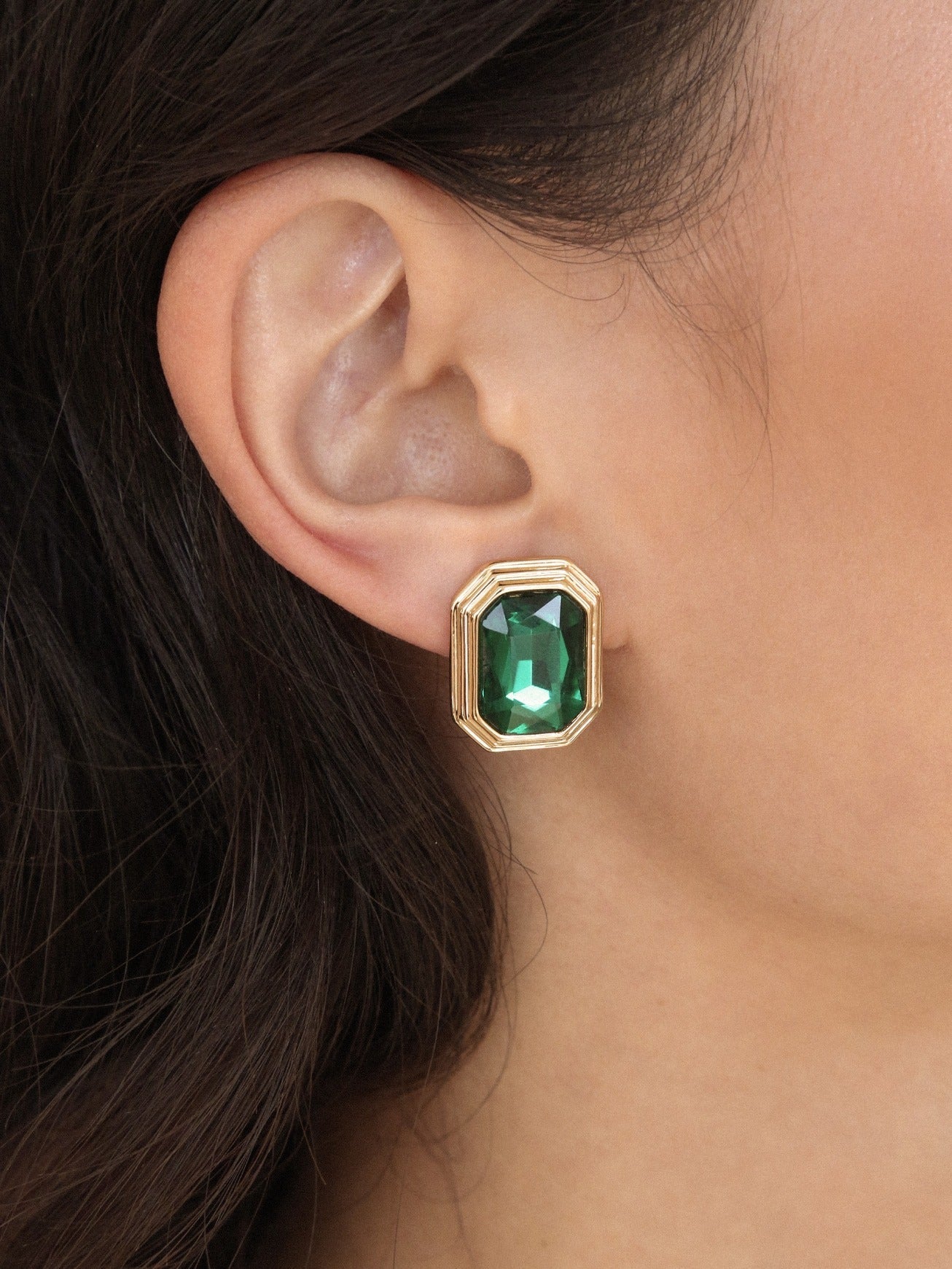 Emerald Art Deco Style Earrings