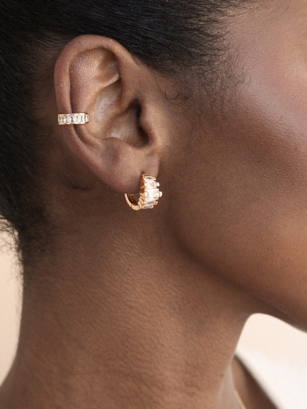 Mini Hoop Earrings with Diamond Shine