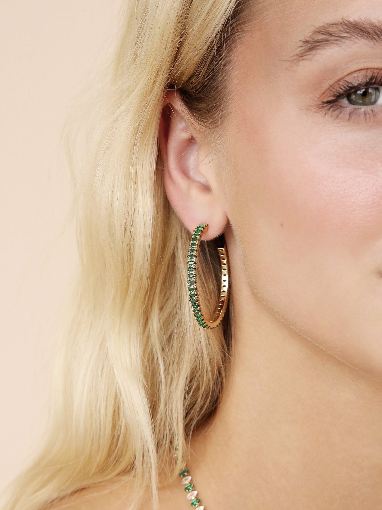 Emerald Marquise Hoop Earrings in Elegant Design