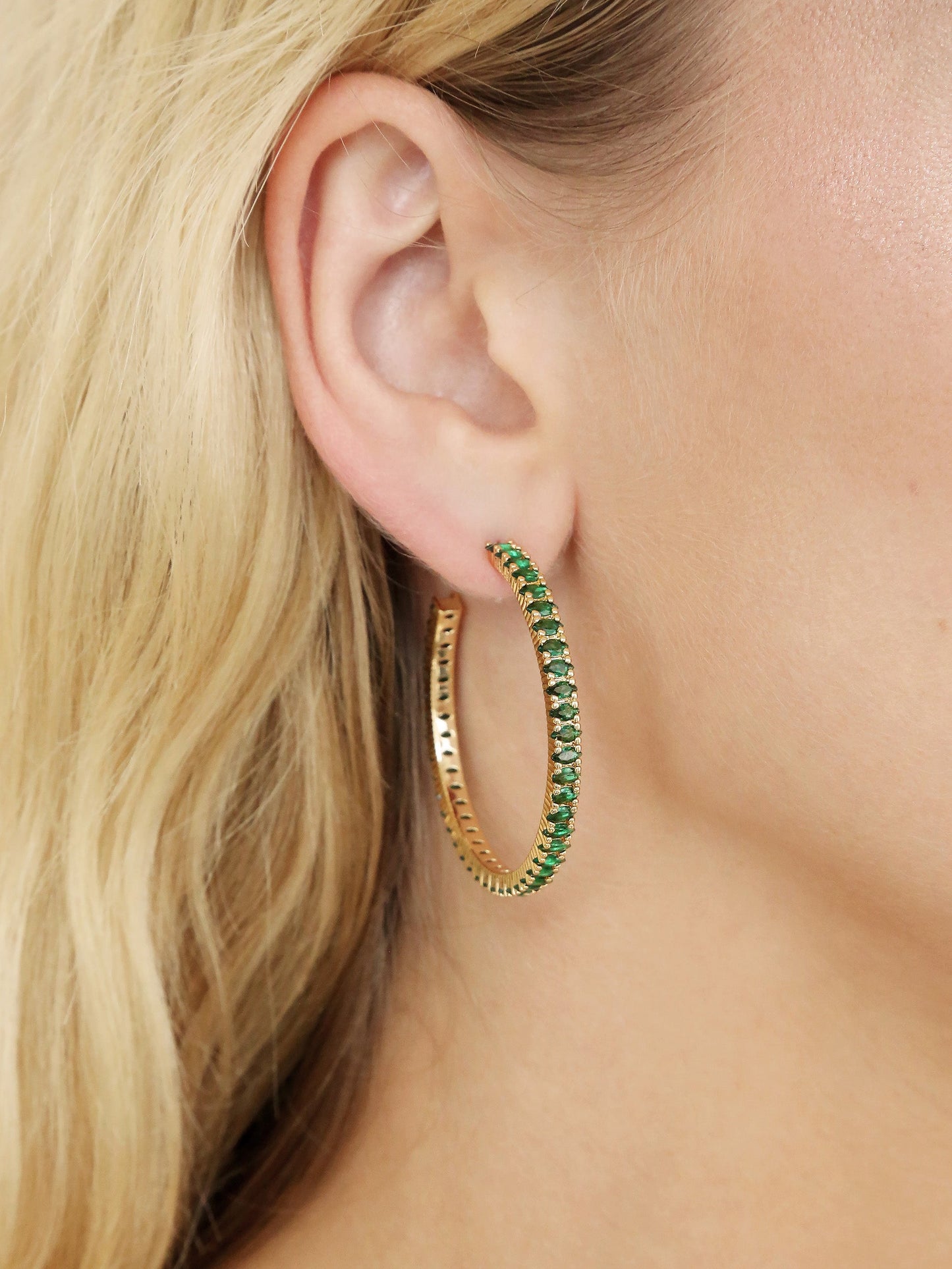 Emerald Marquise Hoop Earrings in Elegant Design