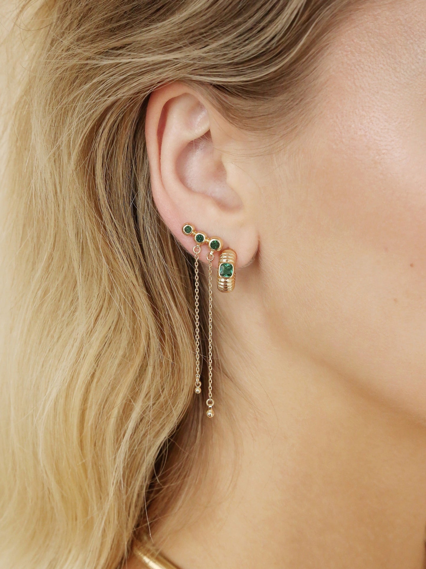 Emerald Waterfall Earrings in Elegant Design