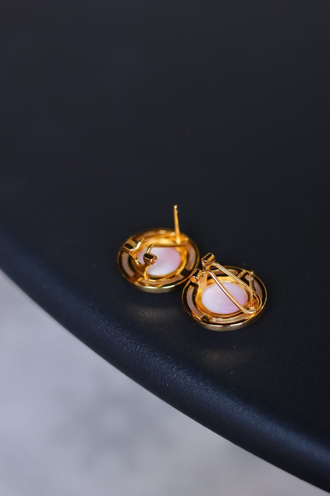 Pink Conch Shell and Pearl Earrings