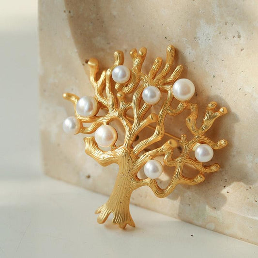 Vintage Pearl Tree of Life Brooch