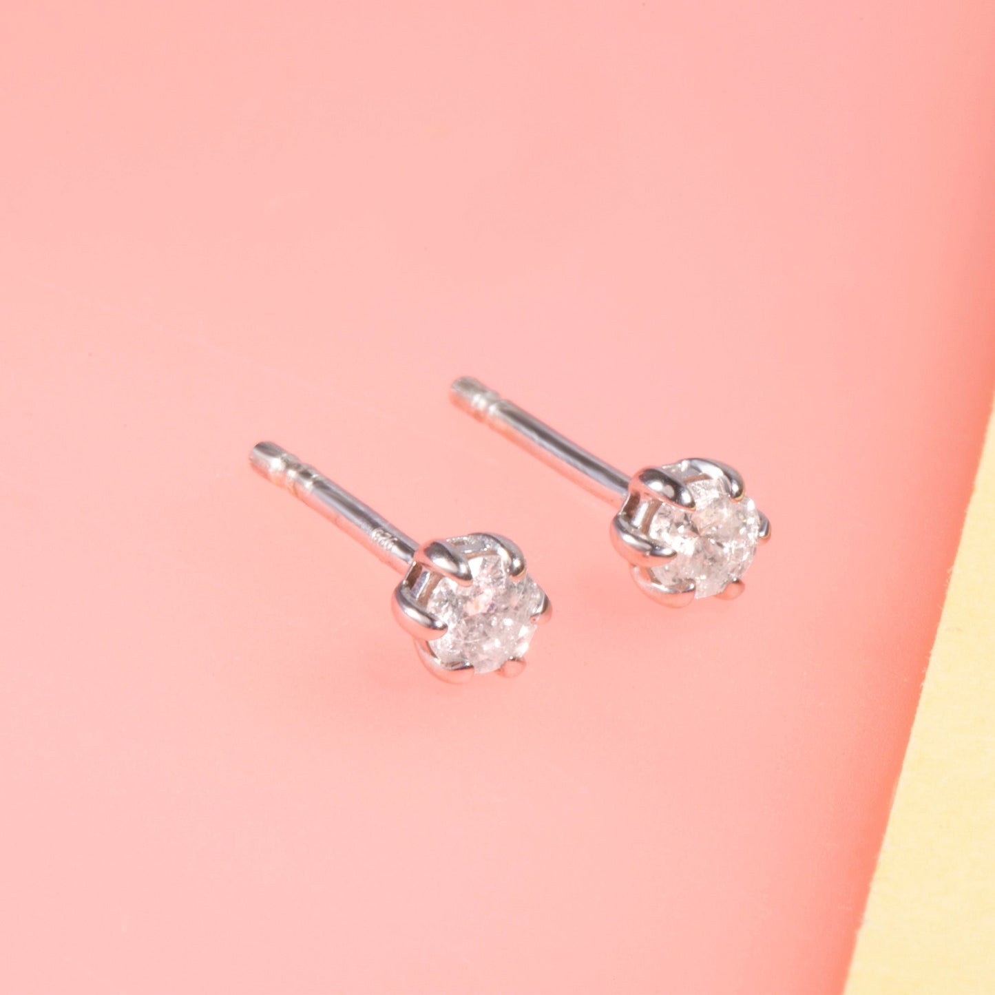 Diamond Stud Earrings with Fairy Light Design