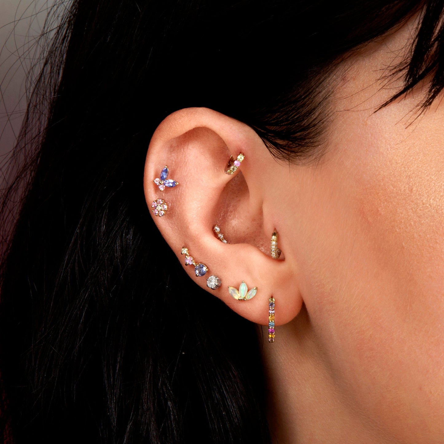 Diamond Stud Earrings with Fairy Light Design