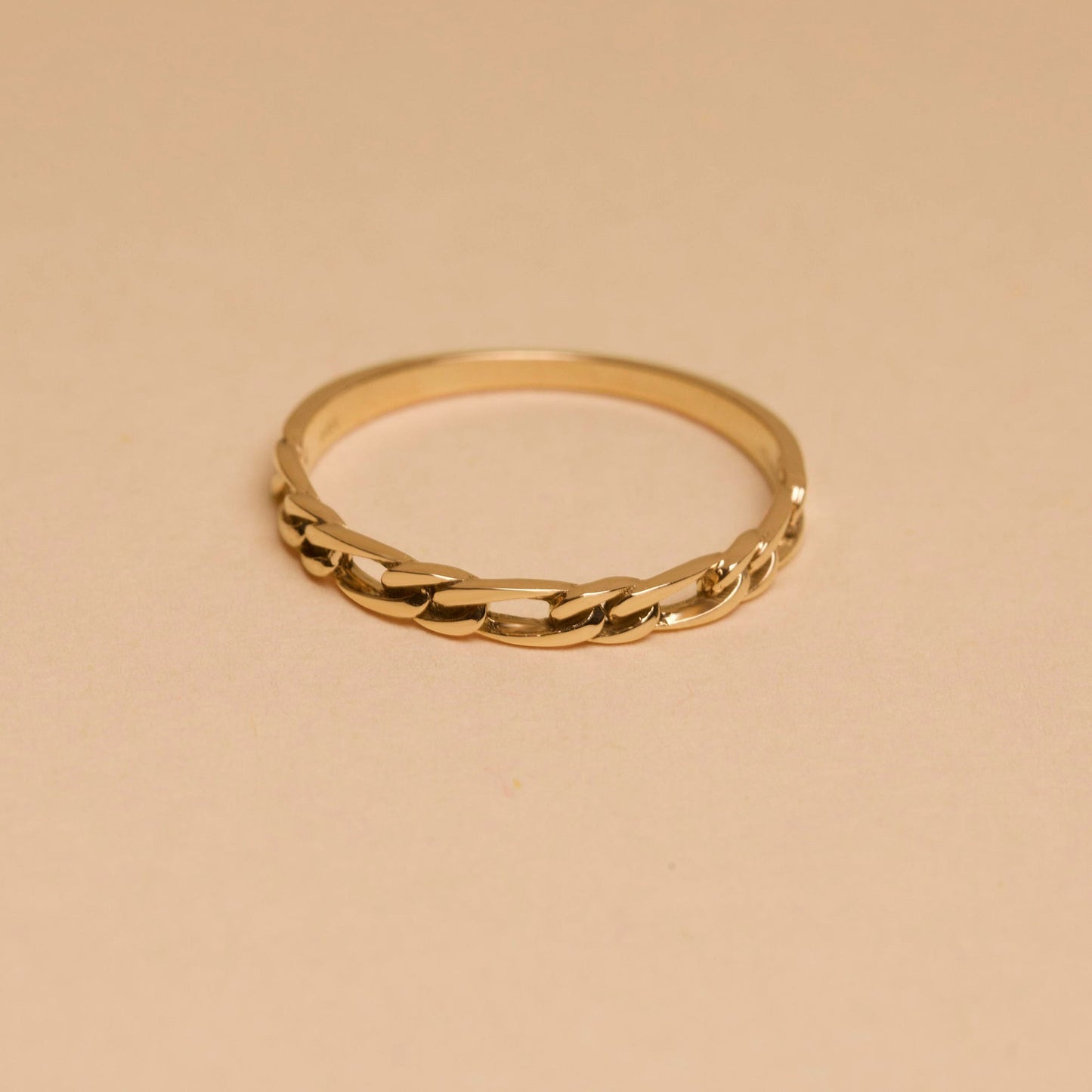 Silver Figaro Chain Link Ring Design