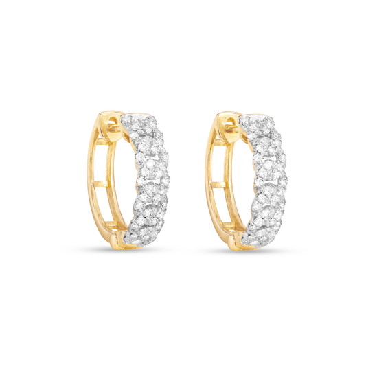 Diamond Pave Chain Hoop Earrings in Silver