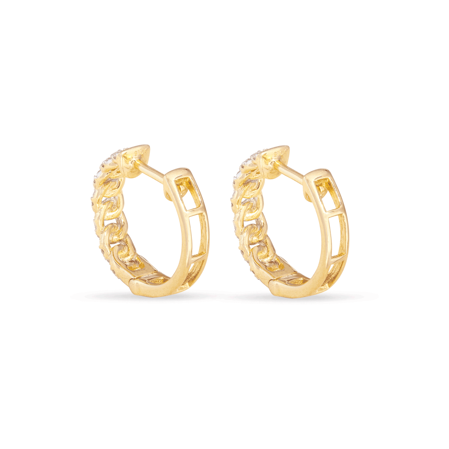 Diamond Pave Chain Hoop Earrings in Silver