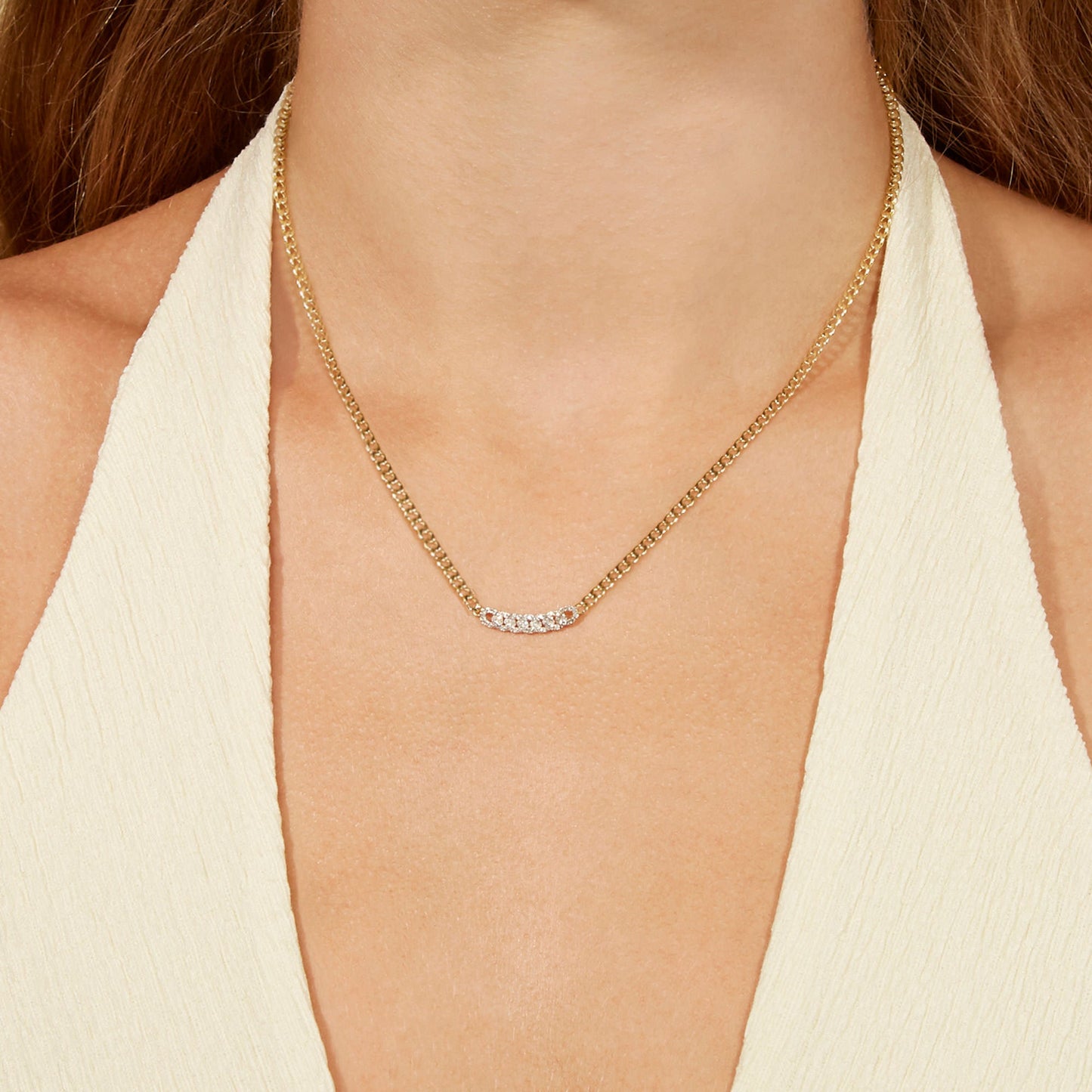 Diamond Pave Curb Chain Necklace in Fine Design