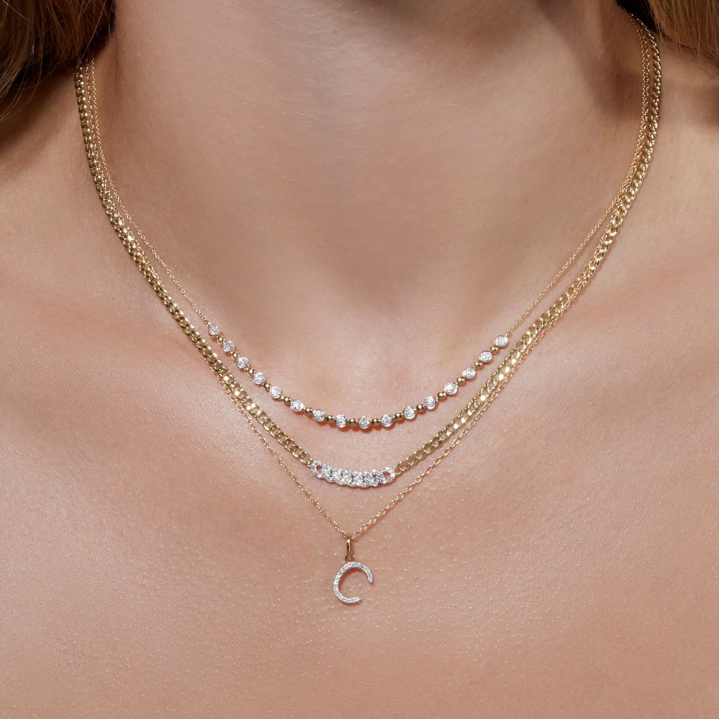 Diamond Pave Curb Chain Necklace in Fine Design