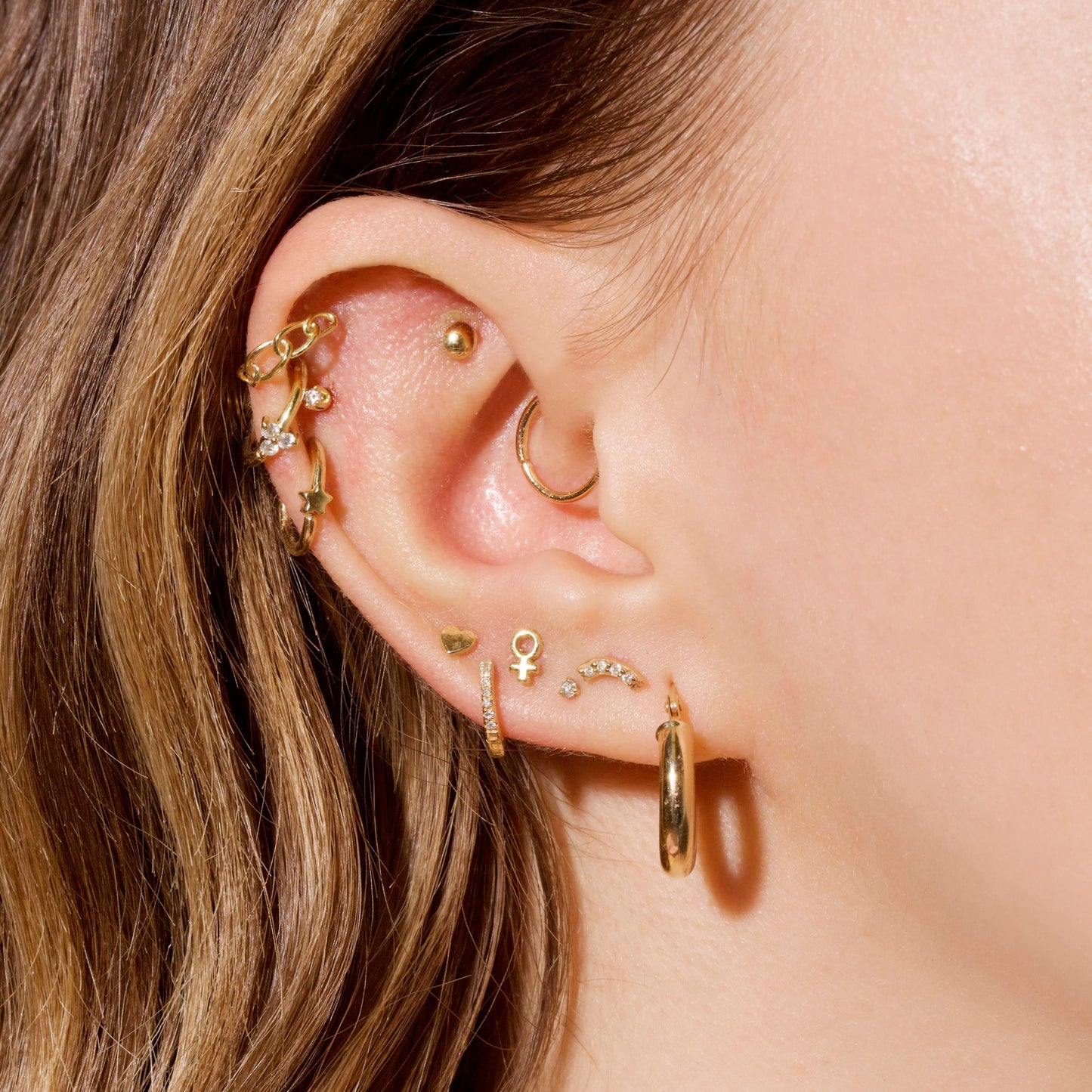 Starry Fixed Hoop Earrings for Everyday Wear