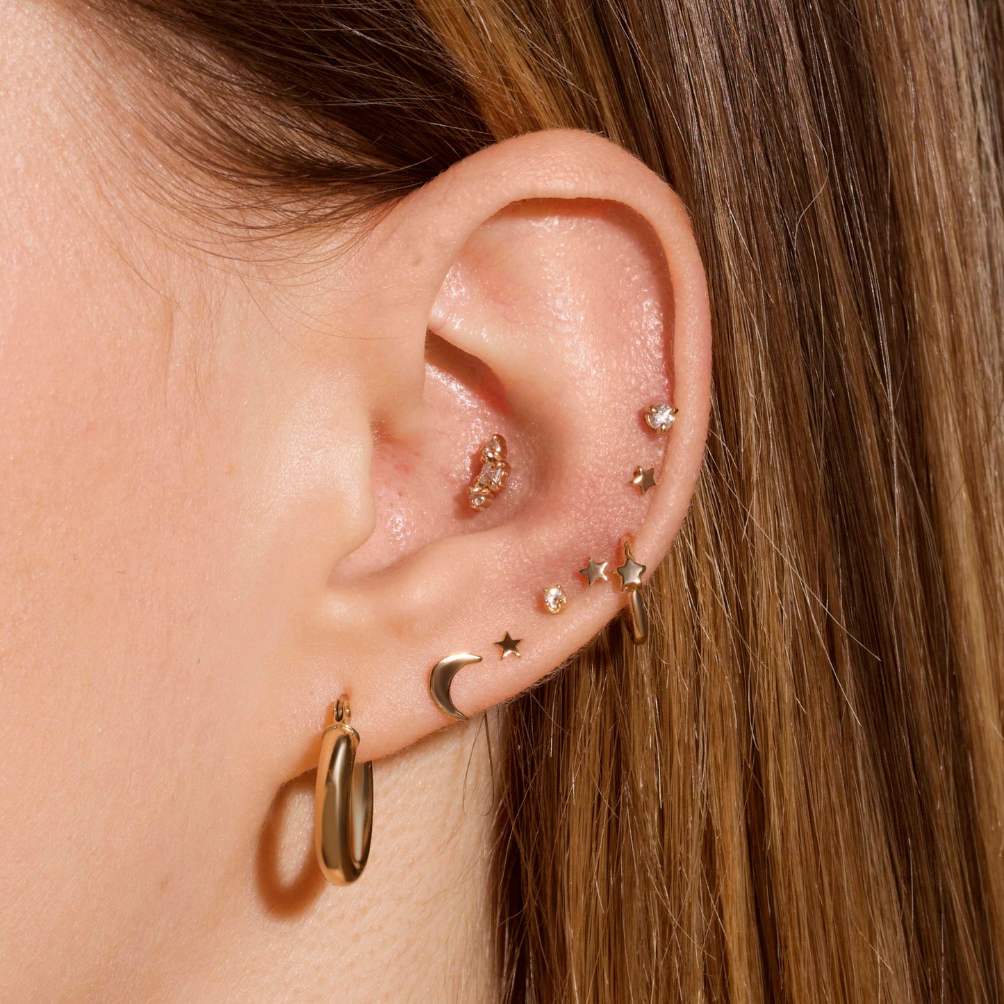 Starry Fixed Hoop Earrings for Everyday Wear