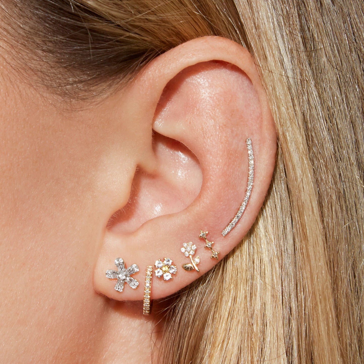 Diamond Flower Power Stud Earrings