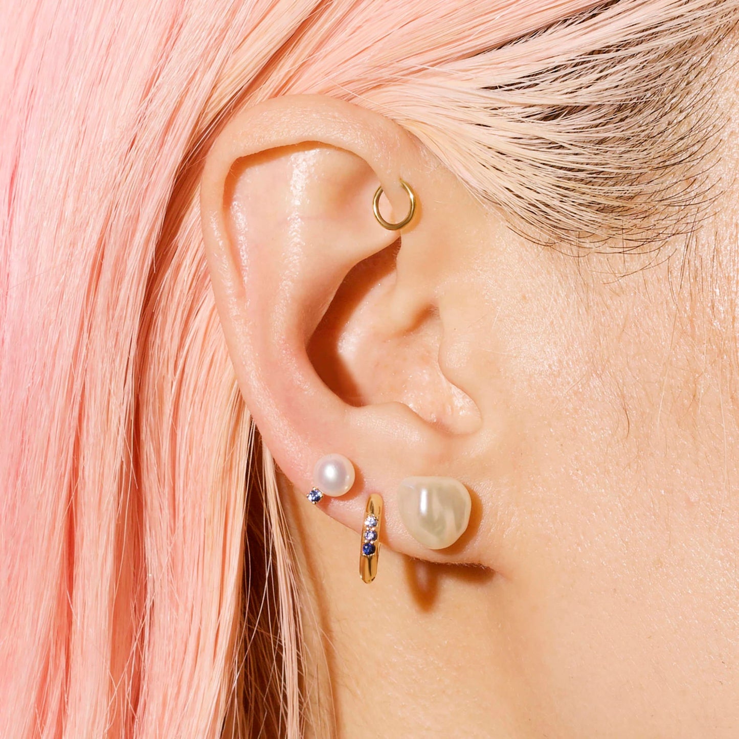 Unique Freeform Pearl Stud Earrings