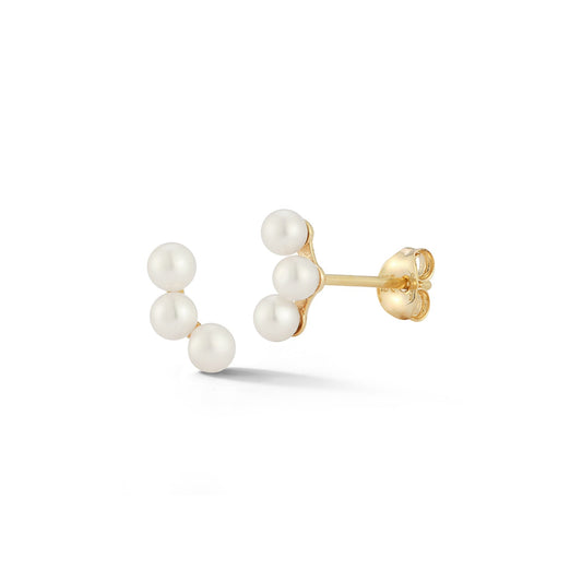 Elegant Trio Pearl Stud Earrings in Classic Style