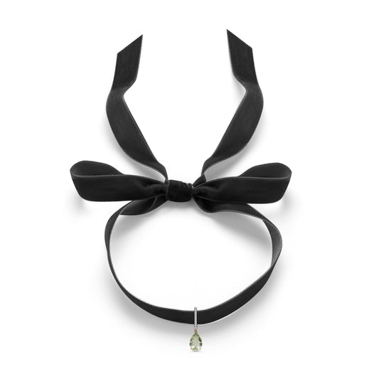 Green Amethyst Diamond Velvet Choker in 14kt