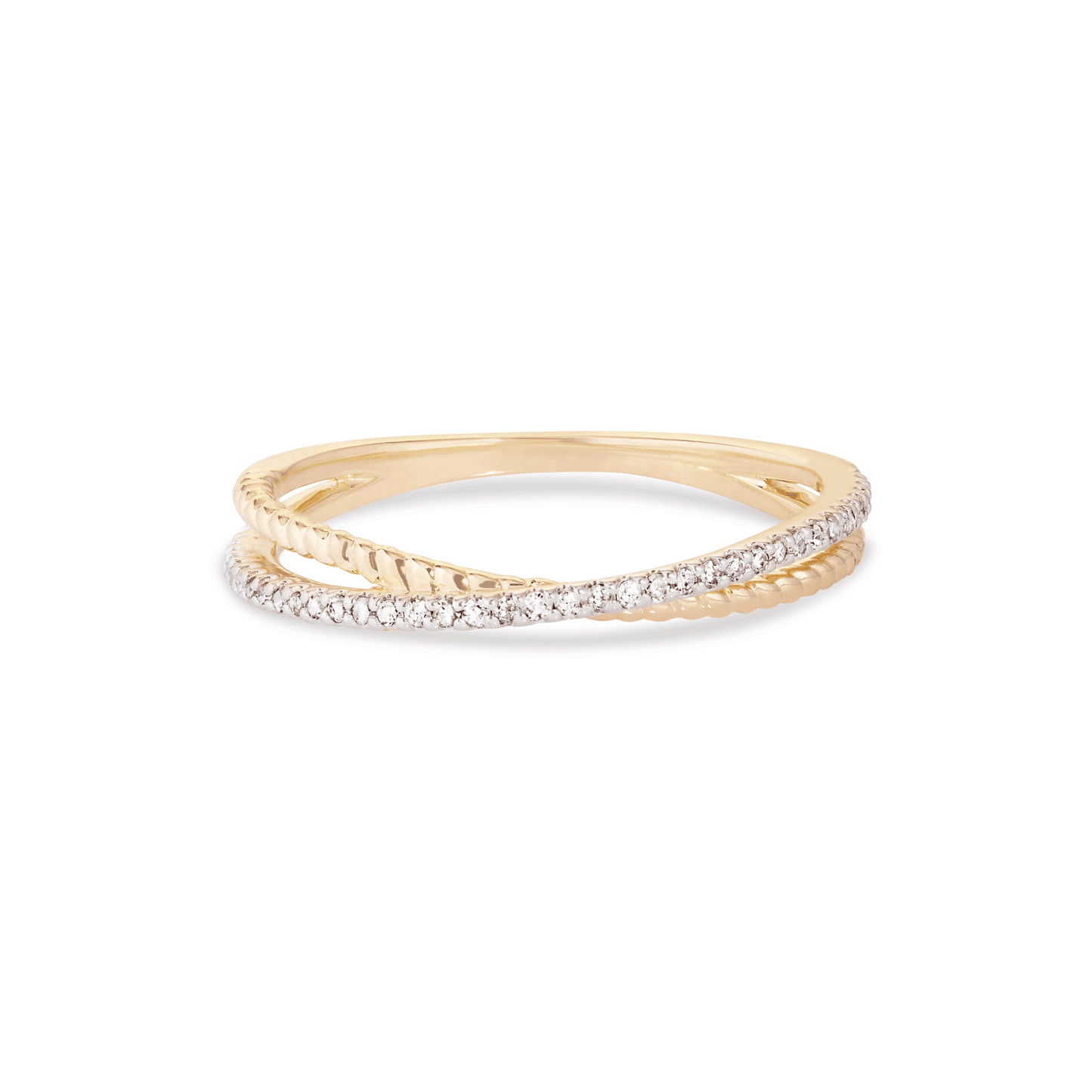 Crossover Pave Band in Modern Design