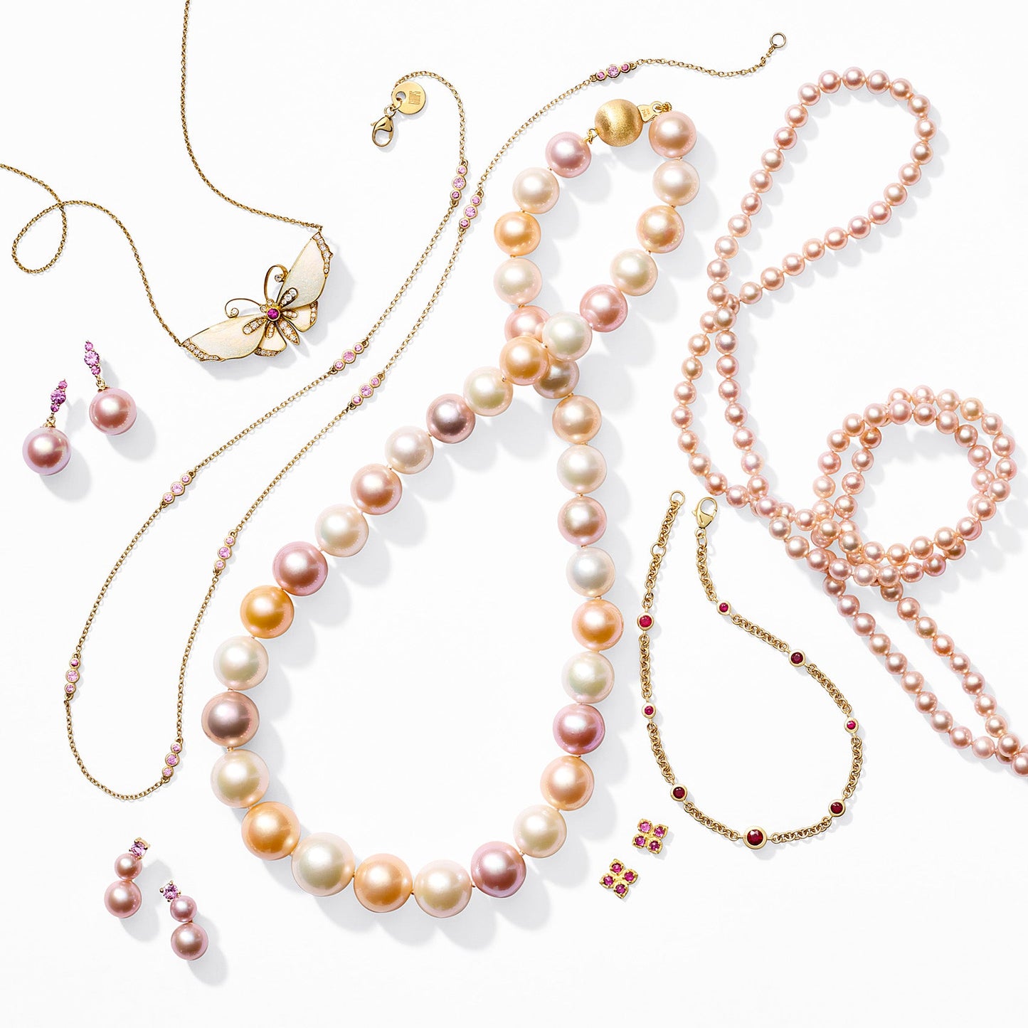 Pink Pearl Rope Necklace in 5mm Size