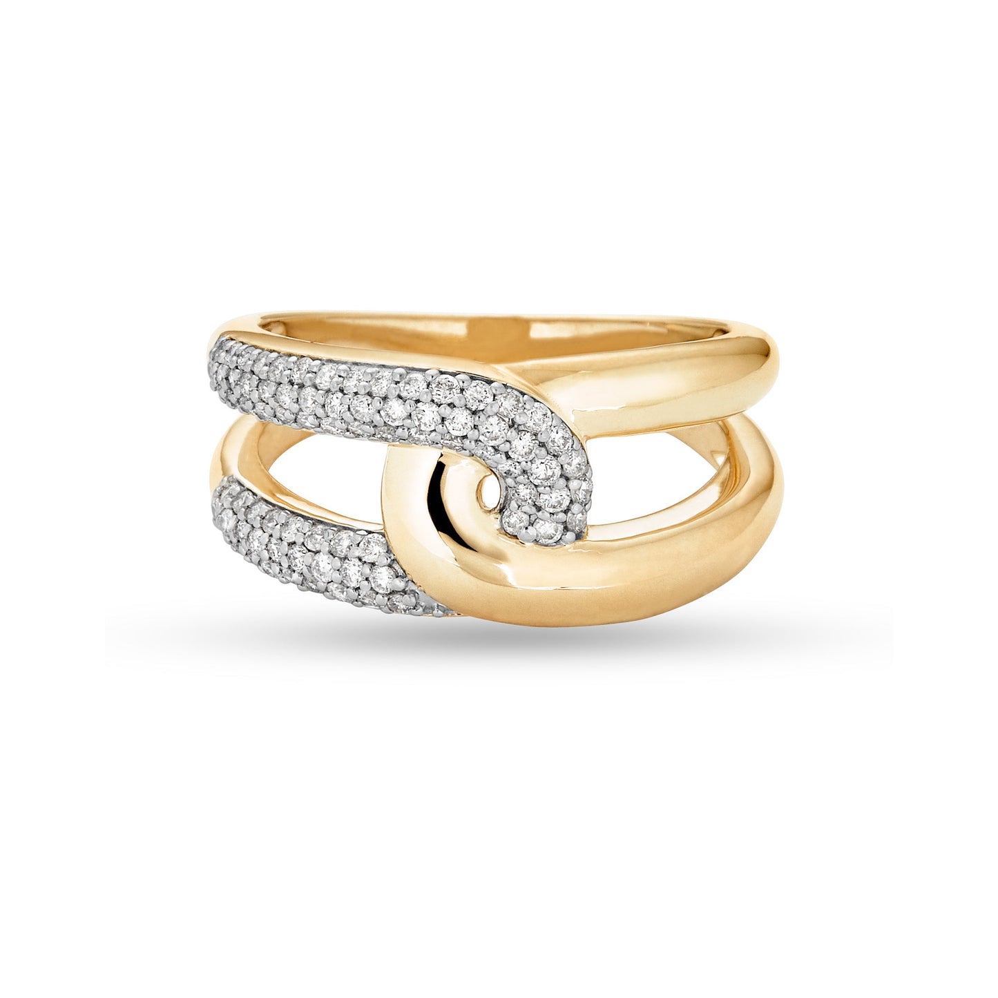 Interlocked Link Ring in Gold with Pave Design