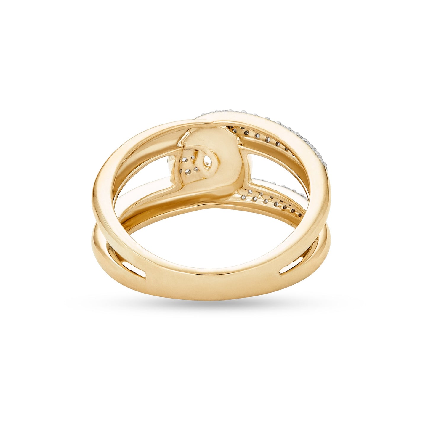 Interlocked Link Ring in Gold with Pave Design