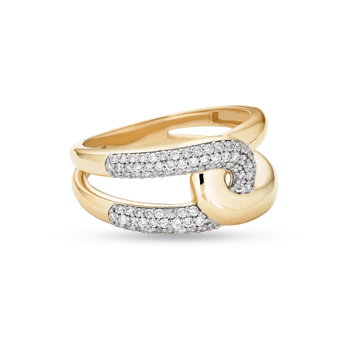 Interlocked Link Ring in Gold with Pave Design