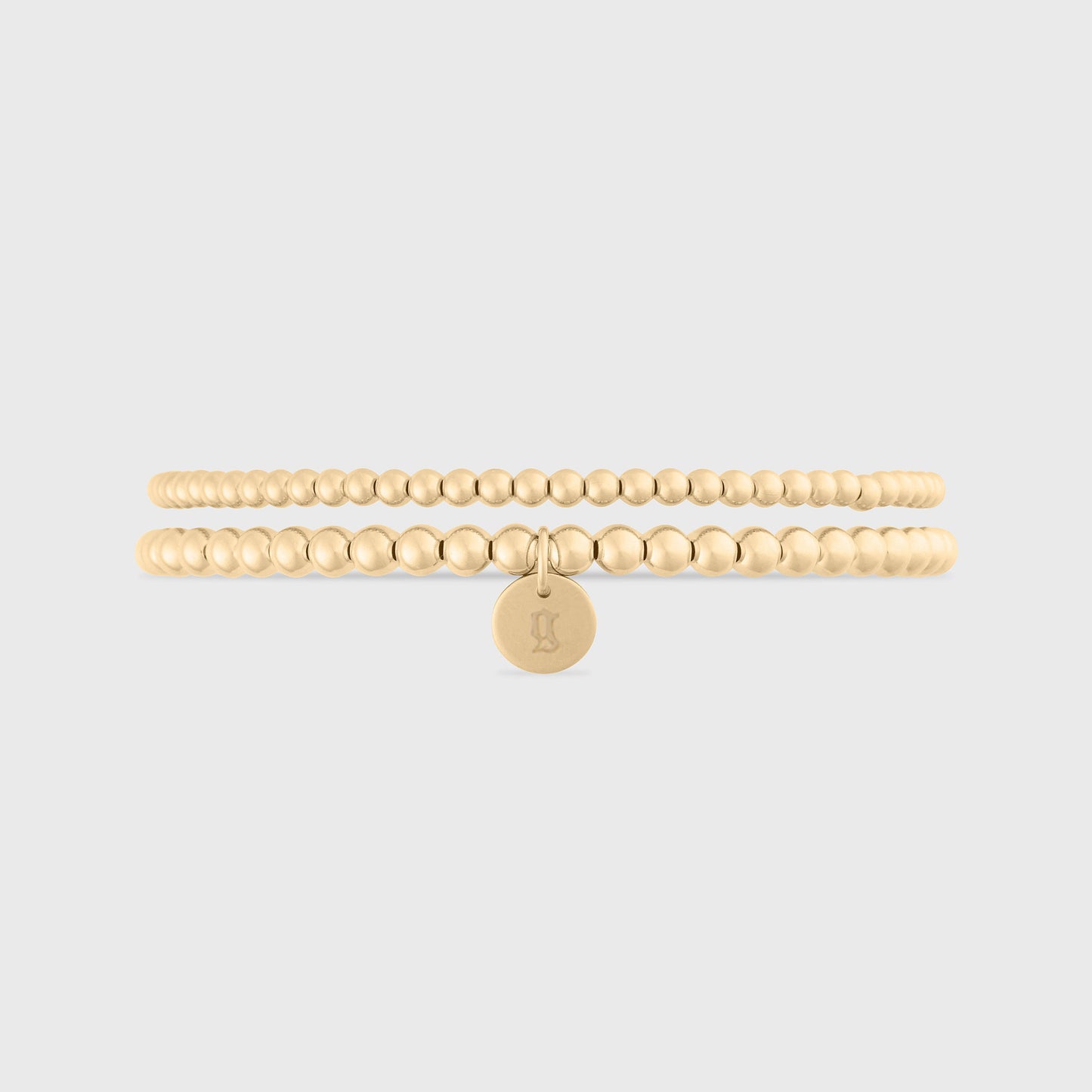 Double Stack Old English Initial Bracelet Set