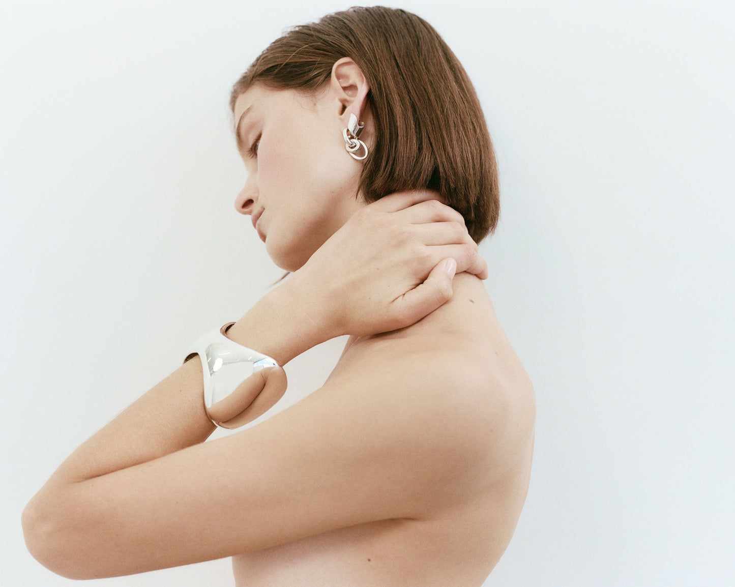 Elegant Cuff Bracelet in Silver Finish