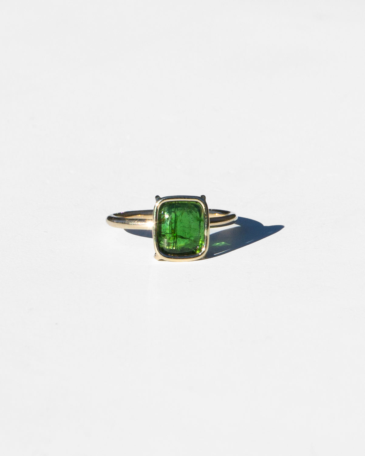 14K Green Tourmaline Floating Sugarloaf Ring