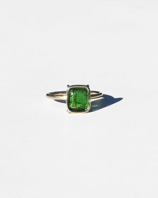 14K Green Tourmaline Floating Sugarloaf Ring