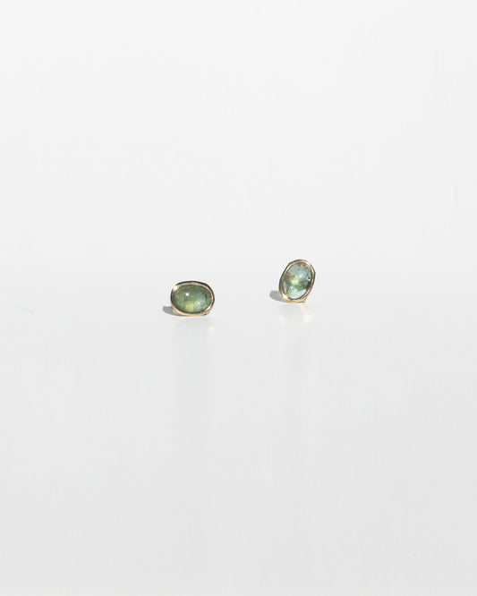 14K Gold Pine Tourmaline Floating Stud Earrings