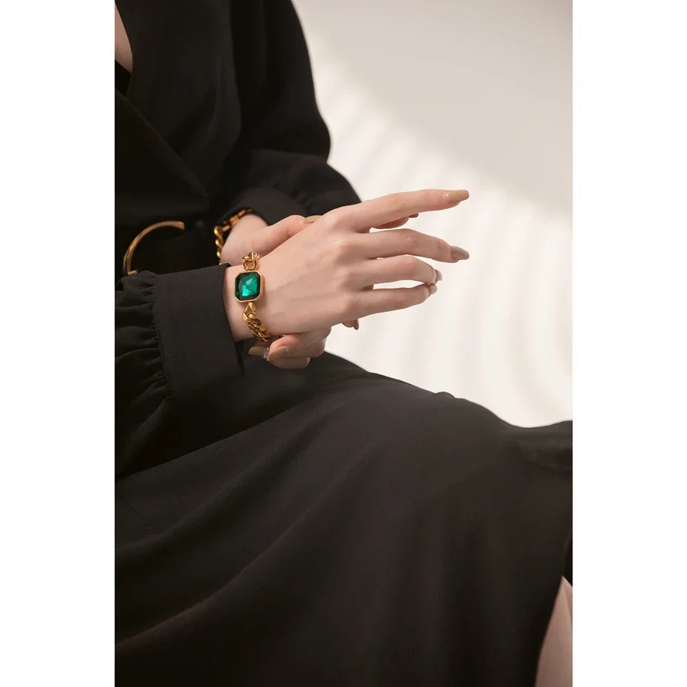 Elegant Green Crystal Bangle for Women