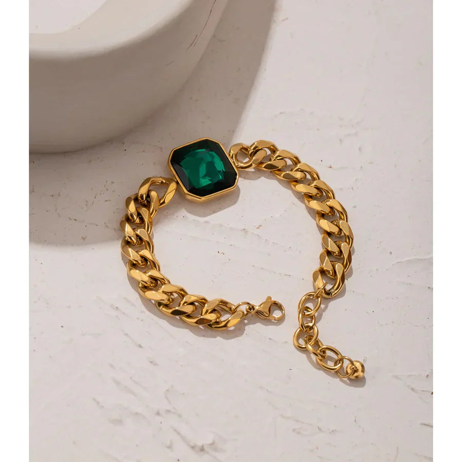 Elegant Green Crystal Bangle for Women