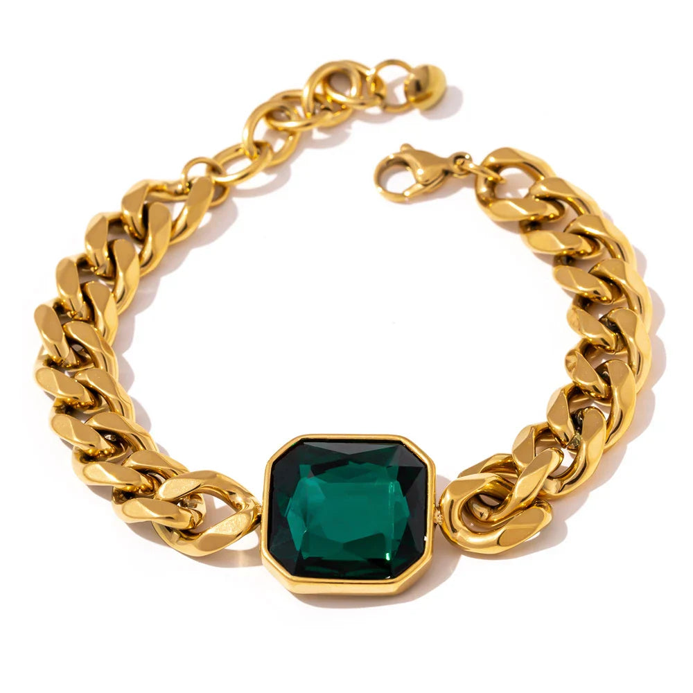 Elegant Green Crystal Bangle for Women