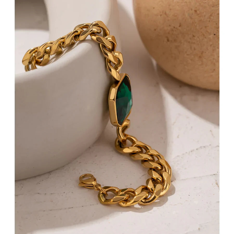 Elegant Green Crystal Bangle for Women