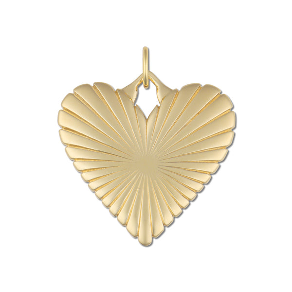 Ribbed Heart Charm in Gold Finish