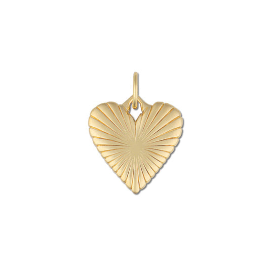 Ribbed Heart Charm Made of Gold