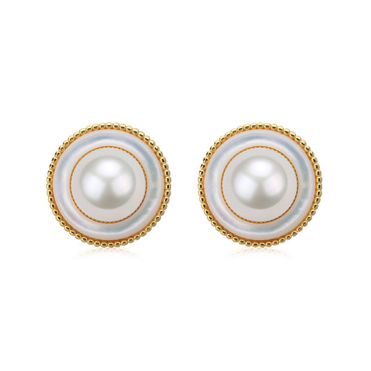 Freshwater Pearl Round Earrings in Elysia Design